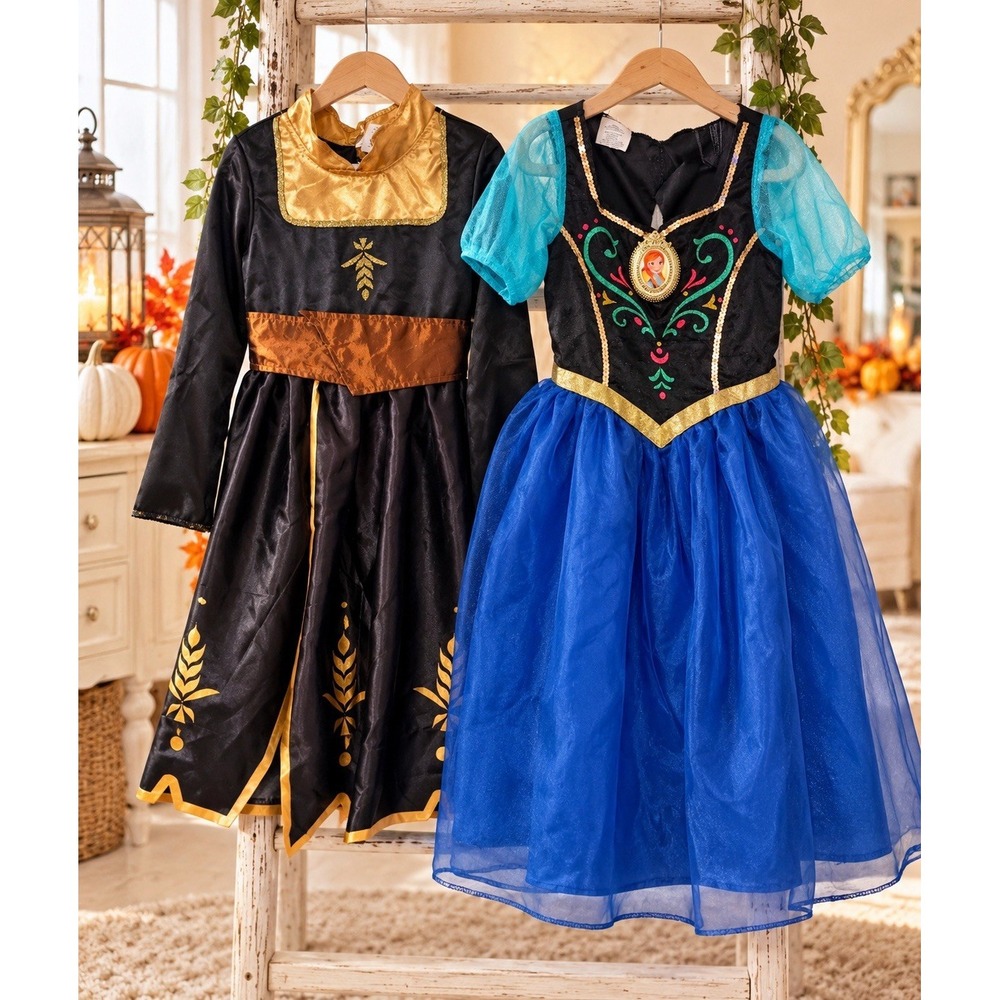 Disney Frozen Anna Costume Lot 2 Girls 4-6X Jakks Pacific Coronation Dresses